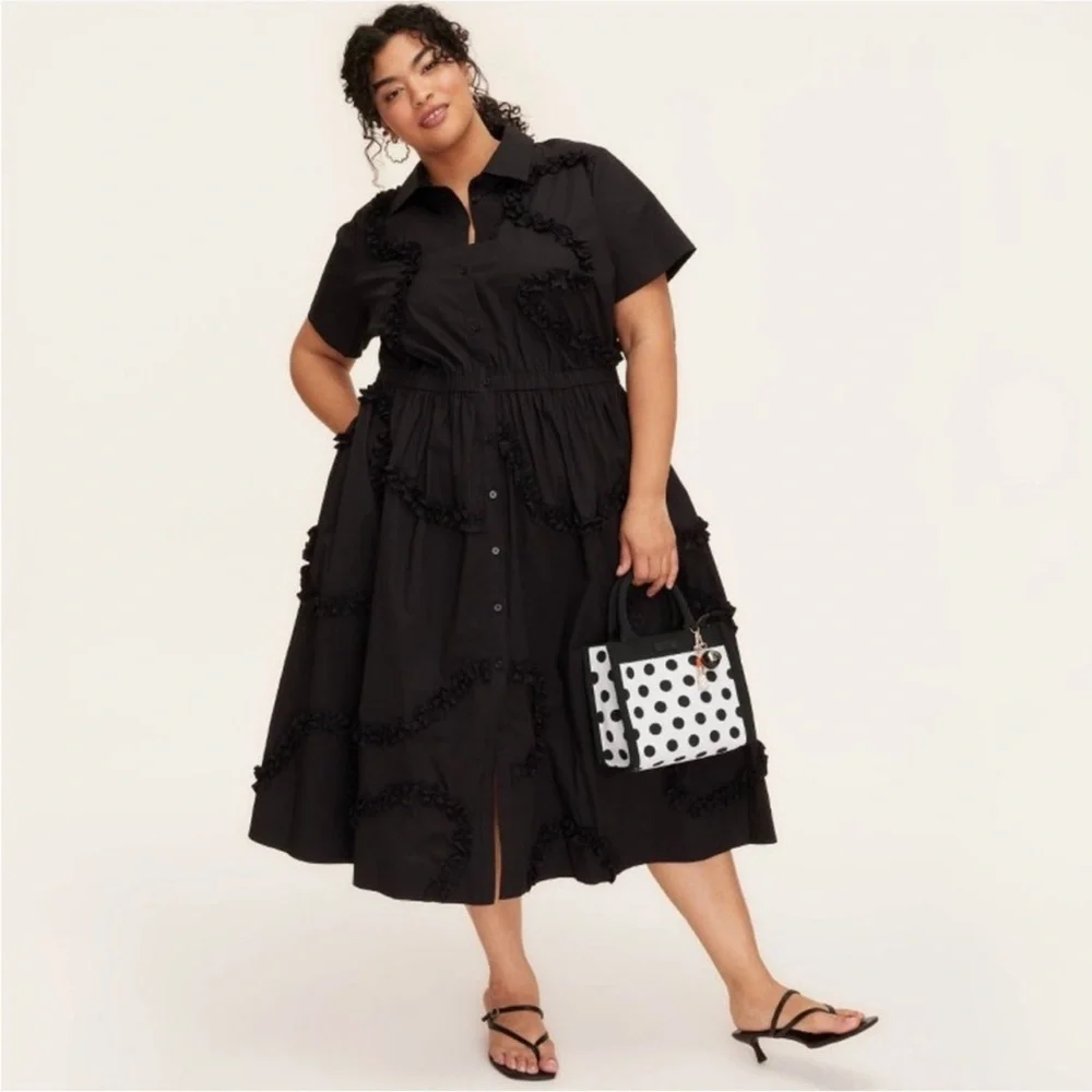 kate spade Black and White Polka Dot Canvas Crossbody Tote - Picture 5 of 10
